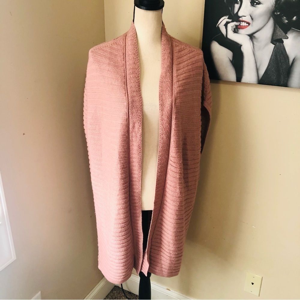 Chico’s Knit Open Front Sleeveless Rose Cardigan